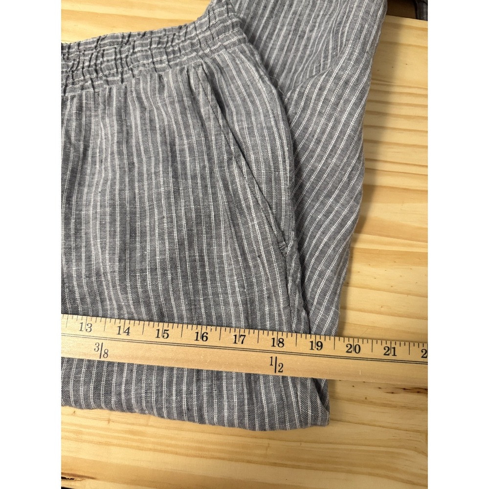 Ellen Tracy Women's Grey Striped Linen Pants S Old Money Coastal Beach Preppy - Picture 6 of 10